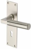 BAU7300-SN Heritage Brass Door Handle Lever Lock Bauhaus Design Satin Nickel Finish