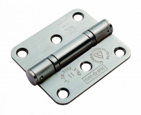 Click Here To Enlarge This Photo Of HIN13225/11SSS/R - Carlisle Brass Eurospec 76mm x 67mm x 2.5mm Grade 11 Ball Bearing Hinges (Radius) Satin Stainless Steel