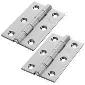 HDSSW2SC - Carlisle Brass Double Stainless Steel Washered Brass Butt Hinges 76mm x 50mm x 2.5mm Satin Chrome