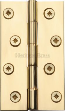 Click Here To Enlarge This Photo Of HG99-130-PB Heritage Brass Hinge Brass 4" x 2 ⅜" Polished Brass Finish