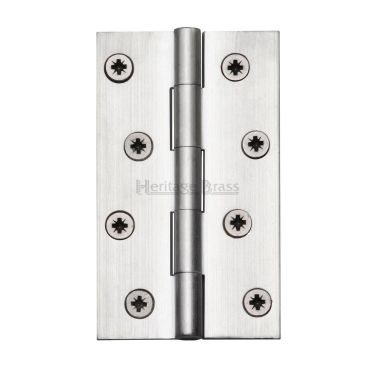 Click Here To Enlarge This Photo Of HG99-130-SC Heritage Brass Hinge Brass 4" x 2 ⅜" Satin Chrome Finish