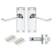 GK002CP/INTB - Carlisle Brass Contract Victorian Scroll Latch Pack - Polished Chrome