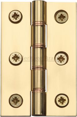 Click Here To Enlarge This Photo Of HG99-345-PB Heritage Brass Hinge Brass with Phosphor Washers 3" x 2" Polished Brass Finish