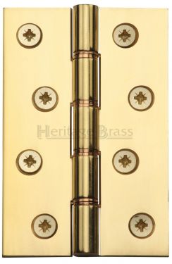 Click Here To Enlarge This Photo Of HG99-350-PB Heritage Brass Hinge Brass with Phosphor Washers 4" x 2 ⅝" Polished Brass Finish