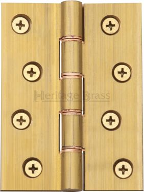 Click Here To Enlarge This Photo Of HG99-355-NB Heritage Brass Hinge Brass with Phosphor Washers 4" x 3" Natural Brass Finish