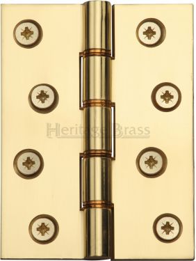 Click Here To Enlarge This Photo Of HG99-355-PB Heritage Brass Hinge Brass with Phosphor Washers 4" x 3" Polished Brass Finish