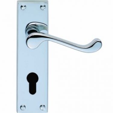 Click Here To Enlarge This Photo Of CBS54YCP - Carlisle Brass Victorian Scroll Lever Lock Furniture/Euro Profile (Contract Range) Polished Chrome