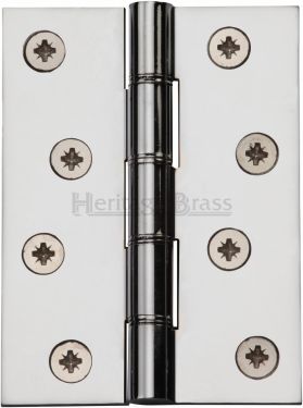 Click Here To Enlarge This Photo Of HG99-355-PC Heritage Brass Hinge Brass with Phosphor Washers 4" x 3" Polished Chrome Finish