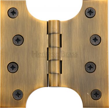 Click Here To Enlarge This Photo Of HG99-385-AT Heritage Brass Parliament Hinge Brass 4" x 2" x 4" Antique Brass Finish