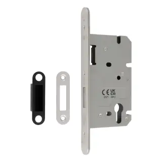 DLS0060EPSSS&sol;R - Carlisle Brass Eurospec DIN Euro Deadlock 60mm &lpar;Radius Corners&rpar; Satin Stainless Steel