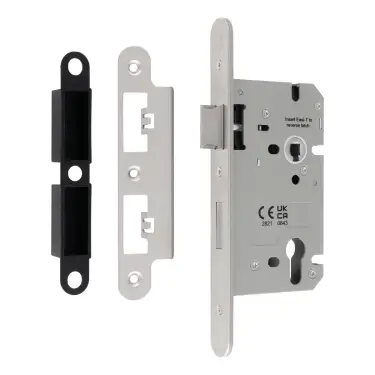 Click Here To Enlarge This Photo Of DLS7260EPSSS&sol;R - Carlisle Brass Eurospec 60mm &lpar;72mm c&sol;c&rpar; DIN Euro Profile Sashlock &lpar;Radius Corners&rpar; Satin Stainless Steel