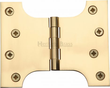 Click Here To Enlarge This Photo Of HG99-390-PB Heritage Brass Parliament Hinge Brass 4" x 3" x 5" Polished Brass Finish