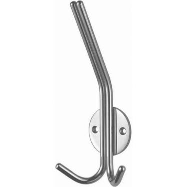 Click Here To Enlarge This Photo Of HCH1014SSS - Carlisle Brass Eurospec 180mm Hat & Double Coat Hook on 47mm Dia Rose Satin Stainless Steel