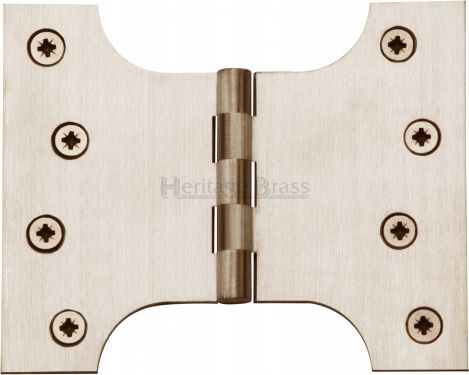 Click Here To Enlarge This Photo Of HG99-390-SN Heritage Brass Parliament Hinge Brass 4" x 3" x 5" Satin Nickel Finish