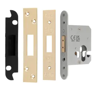 EDS5025PVD  - Carlisle Brass Easi-T Heavy Duty 64mm Euro Profile Deadlock &lpar;Square Corners&rpar; PVD Stainless Brass