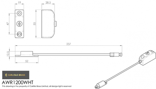 Click Here To Enlarge This Photo Of AWR1200WHT - Carlisle Brass Window Restrictor White
