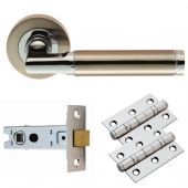 GK006SNCP/INTB - Carlisle Brass Belas Lever on Rose Latch Pack - Satin Nickel/Polished Chrome