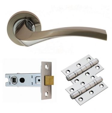 Click Here To Enlarge This Photo Of GK008SNCP/INTB - Carlisle Brass Sines Lever on Rose Latch Pack - Satin Nickel/Polished Chrome