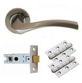 GK008SNCP/INTB - Carlisle Brass Sines Lever on Rose Latch Pack - Satin Nickel/Polished Chrome