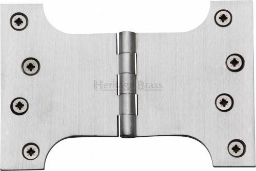 Click Here To Enlarge This Photo Of HG99-395-SC Heritage Brass Parliament Hinge Brass 4" x 4" x 6" Satin Chrome Finish
