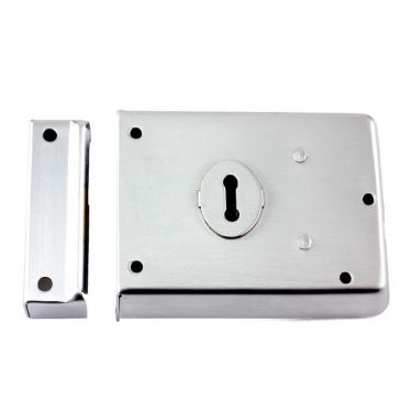 Click Here To Enlarge This Photo Of RDE8043SC - Carlisle Brass Eurospec Rim Deadlock 105mm x 81mm Satin Chrome
