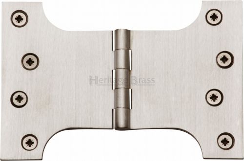 Click Here To Enlarge This Photo Of HG99-395-SN Heritage Brass Parliament Hinge Brass 4" x 4" x 6" Satin Nickel Finish
