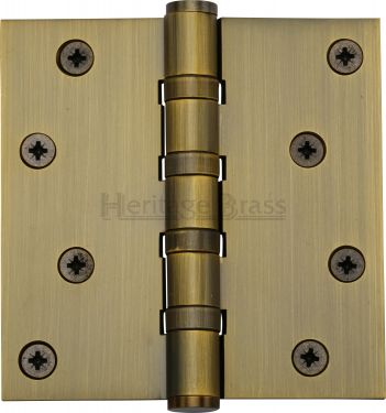 Click Here To Enlarge This Photo Of HG99-405-AT Heritage Brass Ball Bearing Hinge 4" x 4" Antique Brass Finish