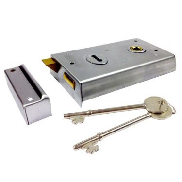 Click Here To Enlarge This Photo Of RSE8053SC - Carlisle Brass Eurospec Rim Lock 145mm x 80mm Satin Chrome