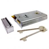 RSE8053SC - Carlisle Brass Eurospec Rim Lock 145mm x 80mm Satin Chrome