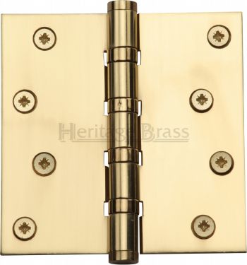 Click Here To Enlarge This Photo Of HG99-405-PB Heritage Brass Ball Bearing Hinge 4" x 4" Polished Brass Finish