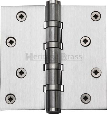 Click Here To Enlarge This Photo Of HG99-405-SC Heritage Brass Ball Bearing Hinge 4" x 4" Satin Chrome Finish
