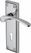 HIL8600-PC Heritage Brass Door Handle Lever Lock Hilton Design Polished Chrome Finish