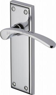 Click Here To Enlarge This Photo Of HIL8610-PC Heritage Brass Door Handle Lever Latch Hilton Design Polished Chrome Finish