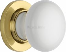 5010-PB Heritage Brass White Mortice Knob with Polished Brass Base