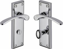 HIL8630-PC Heritage Brass Door Handle For Bathroom Hilton Design Polished Chrome Finish