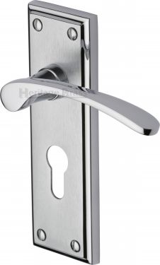 Click Here To Enlarge This Photo Of HIL8648-AP Heritage Brass Door Handle For Euro Profile Plate Hilton Design Apollo Finish