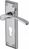 HIL8648-PC Heritage Brass Door Handle For Euro Profile Plate Hilton Design Polished Chrome Finish