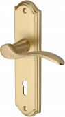 HOW1300-SB Heritage Brass Door Handle Lever Lock Howard Design Satin Brass Finish