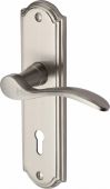 HOW1300-SN Heritage Brass Door Handle Lever Lock Howard Design Satin Nickel Finish