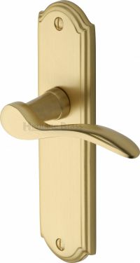 Click Here To Enlarge This Photo Of HOW1310-SB Heritage Brass Door Handle Lever Latch Howard Design Satin Brass Finish