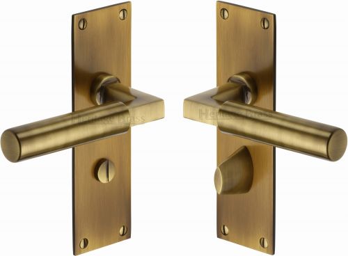 Click Here To Enlarge This Photo Of BAU7330-AT Heritage Brass Door Handle For Bathroom Bauhaus Design Antique Brass Finish