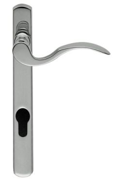 Click Here To Enlarge This Photo Of M140NP92CPRH - Carlisle Brass Narrow Plate Scroll Lever Furniture (92mm Centres - 180mm Screw Centres) Right Hand - Polished Chrome
