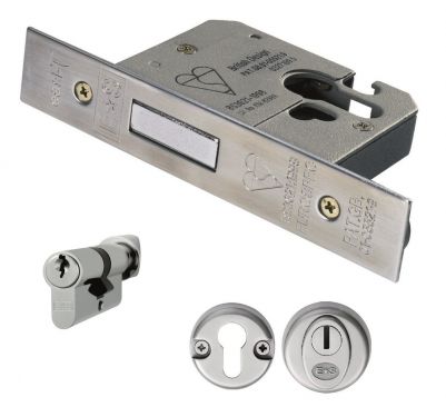 Click Here To Enlarge This Photo Of EDB5030/CT/SSS - Carlisle Brass Eurospec Easi-T Euro Profile British Standard Cylinder & Turn and 76mm Deadlock (Complete Set) Satin Stainless Steel