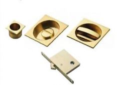 ART55BQ - Carlisle Brass Manital Sliding Door Lock Set (Square) with WC Turn, Flush Pull & Mortice Lock Polished Brass (suitable on 40-44mm thick doors)