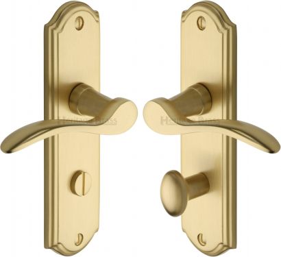Click Here To Enlarge This Photo Of HOW1330-SB Heritage Brass Door Handle For Bathroom Howard Design Satin Brass Finish