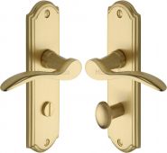 HOW1330-SB Heritage Brass Door Handle For Bathroom Howard Design Satin Brass Finish