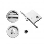 ART55BCP - Carlisle Brass Manital Sliding Door Lock Set (Round) with WC Turn, Flush Pull & Mortice Lock Polished Chrome (suitable on 40-44mm thick doors)