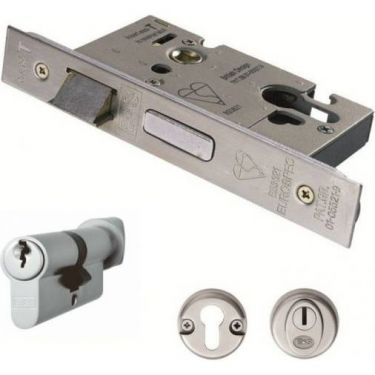 Click Here To Enlarge This Photo Of ESB5025/CT/SSS - Carlisle Brass Eurospec Easi-T Euro Profile British Standard Cylinder & Turn and 64mm Sashlock (Complete) Satin Stainless Steel