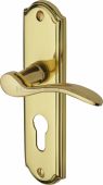 HOW1348-PB Heritage Brass Door Handle For Euro Profile Plate Howard Design Polished Brass Finish