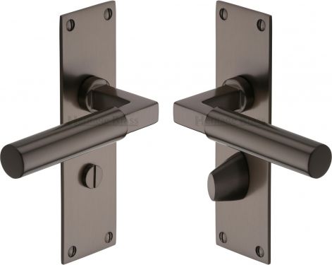 Click Here To Enlarge This Photo Of BAU7330-MB Heritage Brass Door Handle For Bathroom Bauhaus Design Matt Bronze Finish